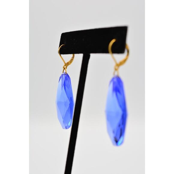 Joan Rivers Vintage Earrings Dangle Lucite Crystal Blue Chandelier Signed BinX - Picture 3 of 12